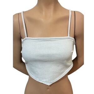 Zara Light Wash Denim Jean Bandana Crop Casual Stretch Tank Top Size Small NWT